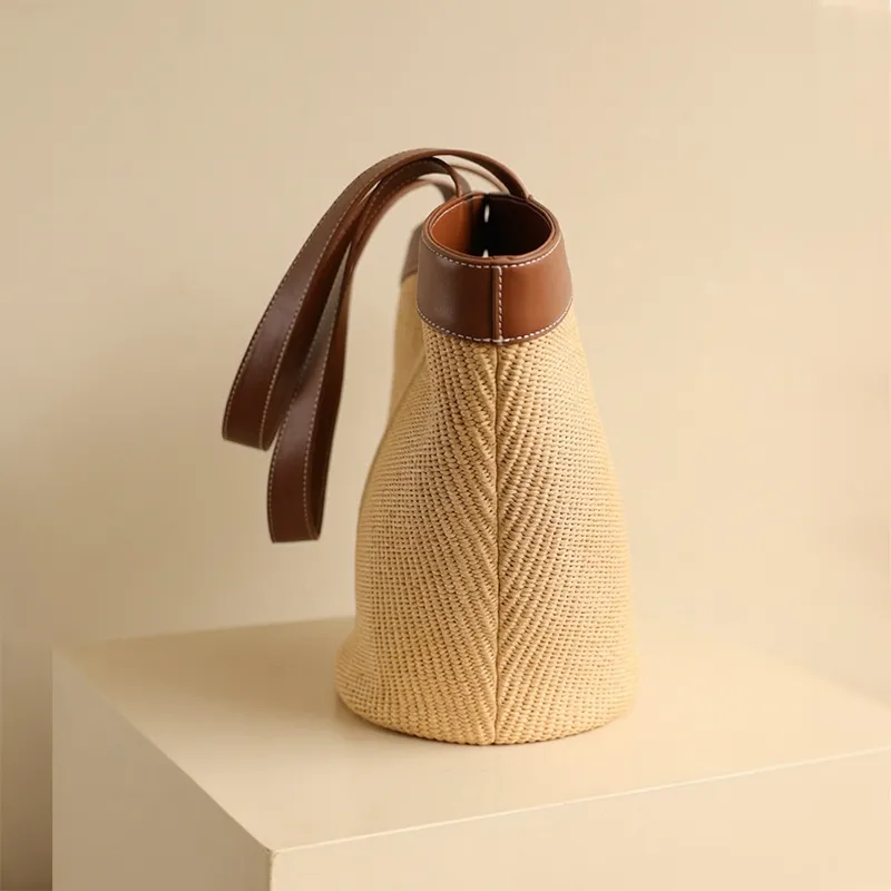 Sinco Custom Premium Leather Trim Woven Tote Bag