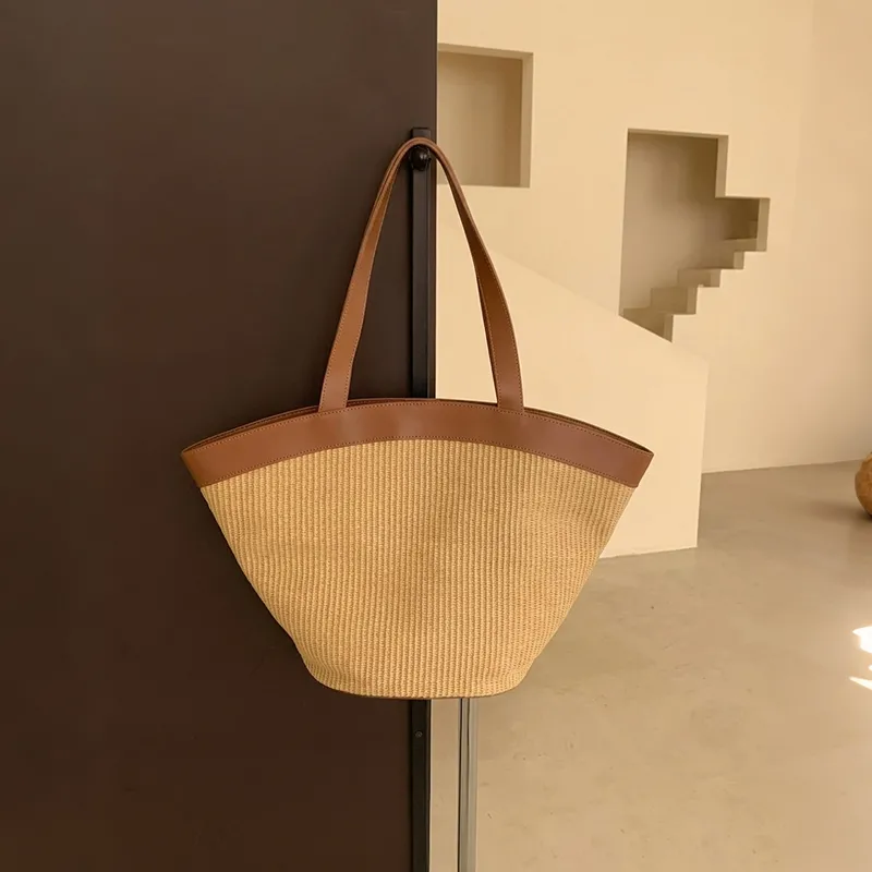 Sinco Custom Premium Leather Trim Woven Tote Bag