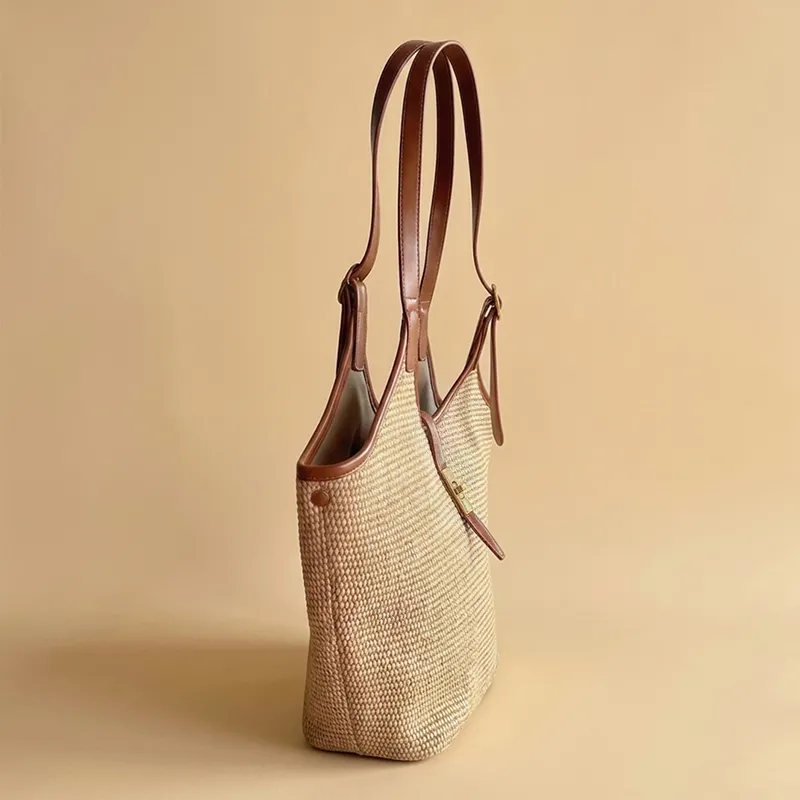 Sinco Custom Premium Leather Trim Woven Tote Bag
