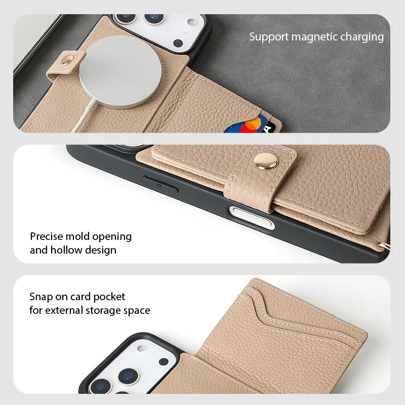 Sinco Custom Leather Wallet Phone Case with Detachable Card Holder