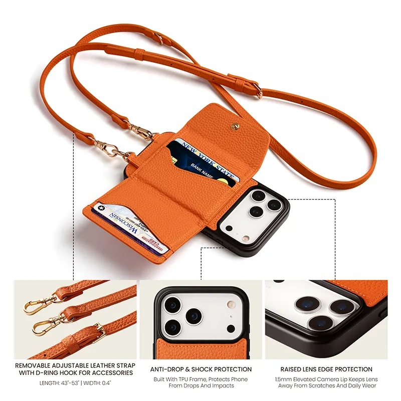 Sinco Custom Genuine Leather Wallet Phone Case for iPhone 18 Pro Max