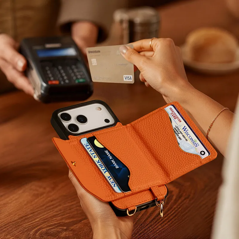 Sinco Custom Genuine Leather Wallet Phone Case for iPhone 18 Pro Max