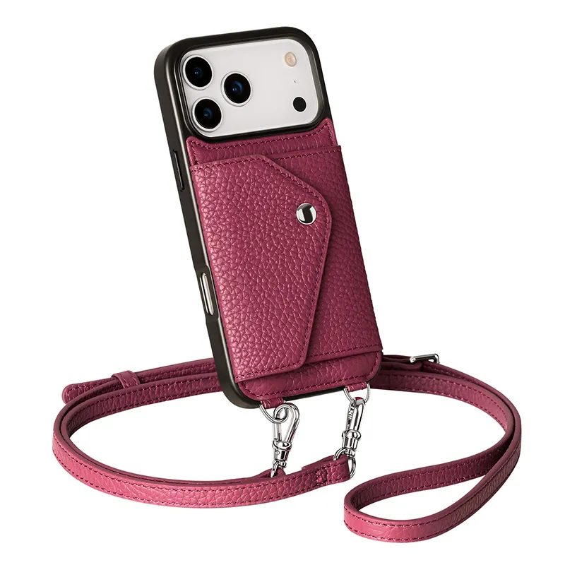 Sinco Custom Genuine Leather Crossbody Phone Case for iPhone 17 18 Pro Max