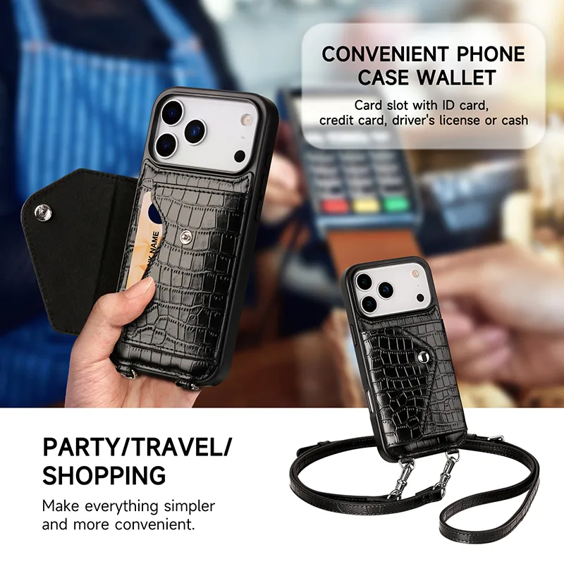 Sinco Custom Genuine Leather Crossbody Phone Case for iPhone 17 18 Pro Max