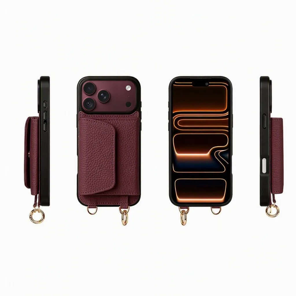 Sinco Custom Burgundy Wallet Phone Case for iPhone 18 Pro Max