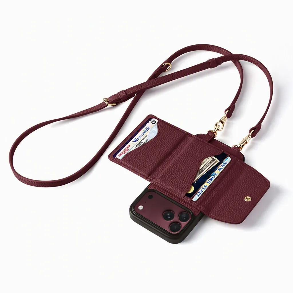 Sinco Custom Burgundy Wallet Phone Case for iPhone 18 Pro Max