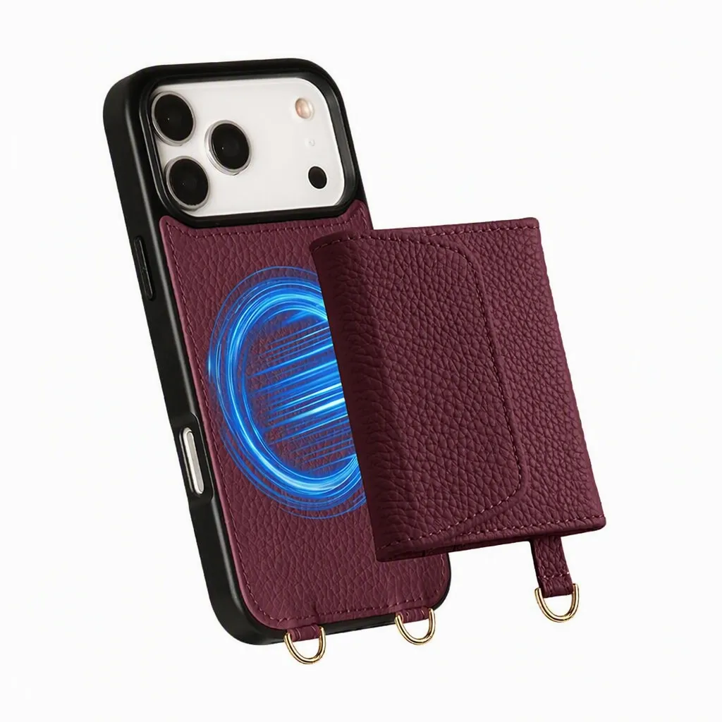 Sinco Custom Burgundy Wallet Phone Case for iPhone 18 Pro Max