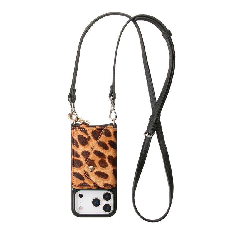 Custom Custom Leopard Print Crossbody Phone Case with Magnetic Card Holder